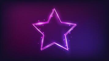 Neon double frame with shining effects vector