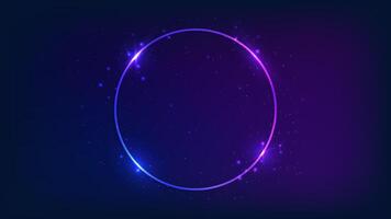 Neon round frame with shining effects vector