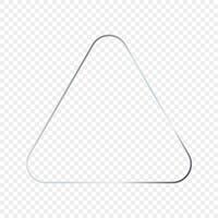 Silver glowing rounded triangle frame vector
