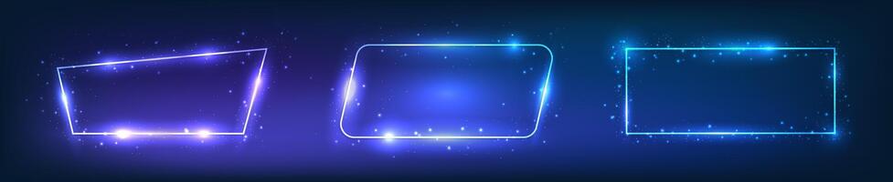 Set of neon frames with shining effects vector