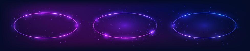 Set of neon frames with shining effects vector