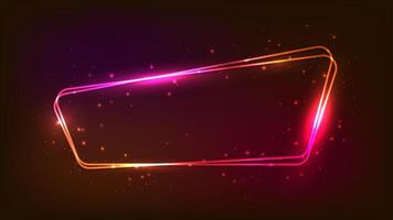 Neon rounded frame with shining effects vector