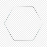 Silver glowing hexagon frame vector