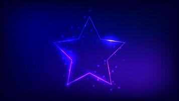 Neon frame in star form with shining effects vector