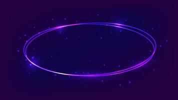Neon oval frame with shining effects vector