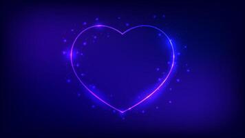 Neon frame in heart form with shining effects vector
