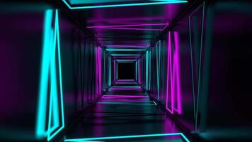 Cyan and Pink Neon Strobe Triangles Tunnel Background VJ Loop in 4K video