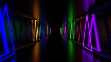 Multicolor Side Neon Strobe Triangles in Tunnel Background VJ Loop in 4K video
