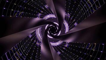 Purple and Yellow Neon Pulsing Spiral Tunnel Background VJ Loop in 4K video