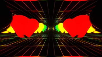 Multicolor Slow Strobe Neon Hearts Tunnel Background VJ Loop in 4K video