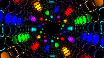 veelkleurig abstract neon licht omwenteling tunnel achtergrond vj lus in 4k video