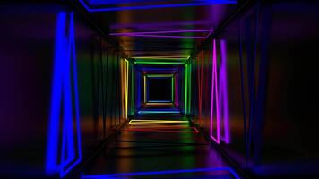 Multicolor Neon Strobe Triangles Tunnel Background VJ Loop in 4K video