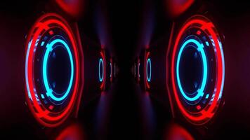 rot und Blau Neon- Blitz Ringe im Tunnel Hintergrund vj Schleife im 4k video