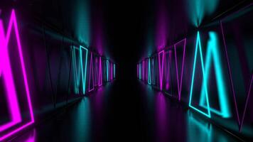 Pink and Cyan Side Neon Strobe Triangles in Tunnel Background VJ Loop in 4K video