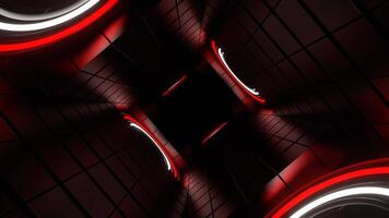 Red and White Neon Rings Rotation Tunnel Background VJ Loop in 4K video