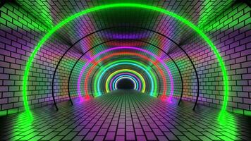 Multicolor Neon Strobe Brick Tunnel Background VJ Loop in 4K video
