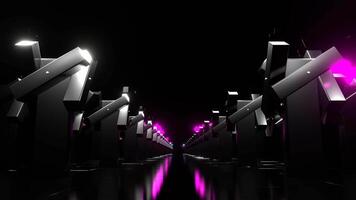 Cyan and Pink Cyberpunk Garden Valley Background VJ Loop in 4K video