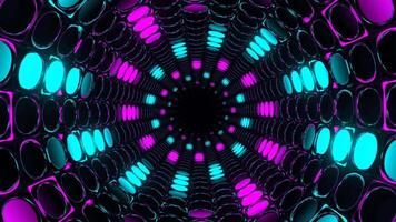 Cyan and Pink Abstract Neon Light Rotation Tunnel Background VJ Loop in 4K video