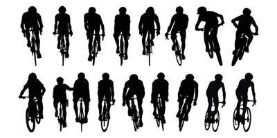 Silhouette action biker illustration. Action bicycle isolated on white background. vector