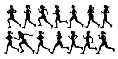 Runner silhouette women collection illustration. Isolated object on white background for background design, leaflet, booklet, flyer, annual report. vector
