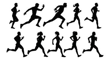 Runner silhouette illustration isolated black object on white background for background design. vector