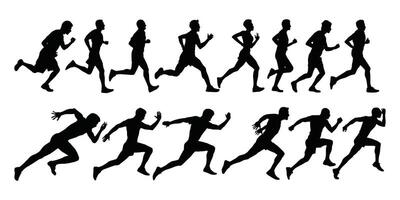 Runner silhouette men collection illustration. Isolated object on white background for background design, leaflet, booklet, flyer, annual report. vector