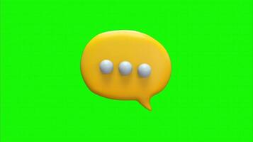 A 3D chat bubble icon with a green background representing a messaging symbol. video