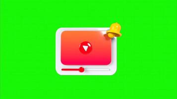 3D render of a player icon with a notification bell on a vibrant green screen background. video