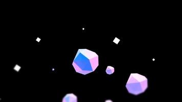 3d animation, cartoon loop, a bunch of blue,pink small stones rotating on a black background video