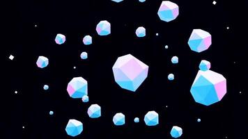 3d animation, art, cartoon, wallpaper, a bunch of light blue small stones rotating in a circle on a black background video