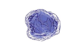 3D loop animation, liquid moving abstract object, with white background, low poly style, light blue color video