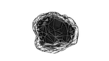 3d lus animatie, vloeistof in beweging abstract object, met wit achtergrond, laag poly stijl, zwart kleur video