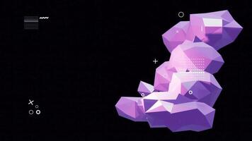 3d loop animation, cartoon, art, design, wallpaper. low poly style rock stack, abstract spectrum, icon, random motion design. purple style, with black background video
