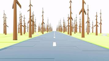 road trip through low poly forest, animation loop video