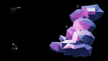 3d loop animation, cartoon, art, design, wallpaper. low poly style rock stack, abstract spectrum, icon, random motion design. dark blue style, with black background video