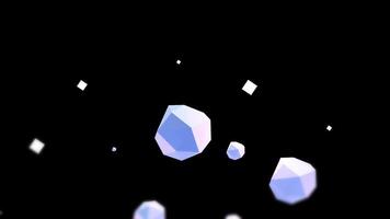 3d animation, cartoon loop, a bunch of light blue small stones rotating on a black background video