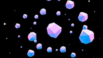 3d animation, art, cartoon, wallpaper, a bunch of blue,pink small stones rotating in a circle on a black background video