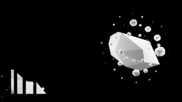 3d loop animation, cartoon, art, design, wallpaper. abstract planet rock low poly style, spectrum, icon, random motion design. white style, with black background video