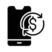 A mobile phone with a dollar sign shows a flat icon of online payment vector