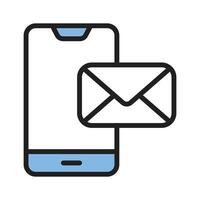 A mobile phone with a chat bubble shows a send message icon vector