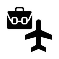 An aeroplane and a suitcase represents a icon of business travel vector