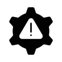 A cogwheel with error sign shows the risk management icon vector
