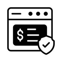 A website with a payment sign shows an elegant design icon of secure banking website vector