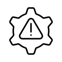 A cogwheel with error sign shows the risk management icon vector
