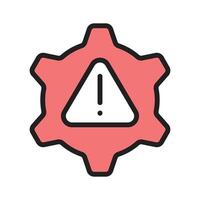A cogwheel with error sign shows the risk management icon vector