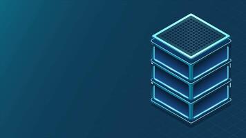 Isometric futuristic server animation. Isometric database or data center. Abstract blockchain. Computer storage. Cloud storage. 4K animated in isometric style video