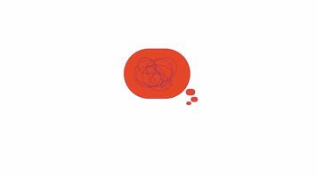 Chaos thoughts bubble line 2D object animation. Tangled mental. Dilemma doubt. Scribble ball flat color cartoon 4K , alpha channel. Messy feelings confusion animated item on white background video