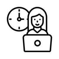 Check out this working time icon represented by a girl using a laptop vector