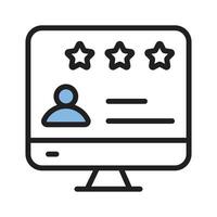Profile review icon indicates checking and improving profiles for feedback or updates vector