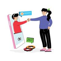 Get this amazing design flat illustration of customer interaction vector